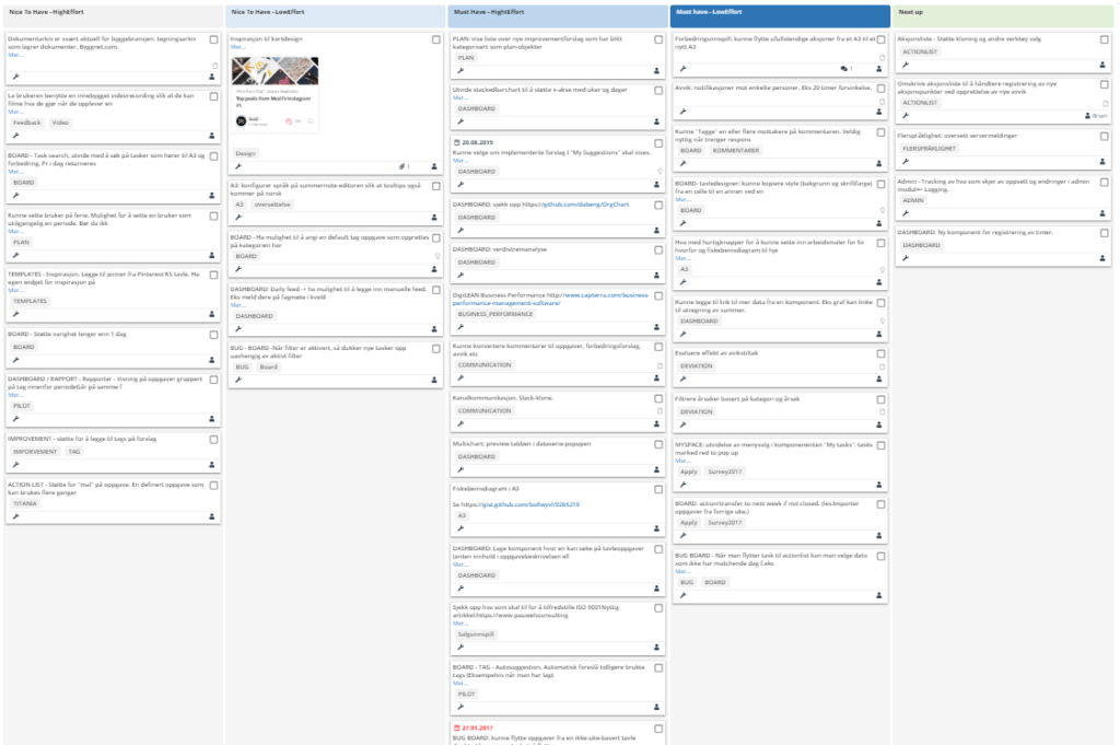 DigiLEAN task management kanban board