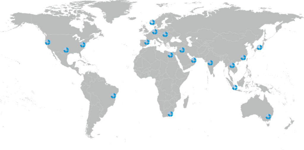 world map with digilean logo spread around hotspots