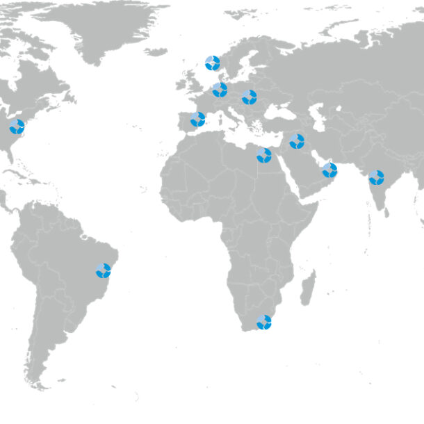 world map with digilean logo spread around hotspots