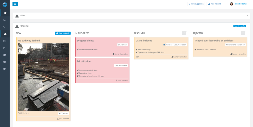 Incident management status board