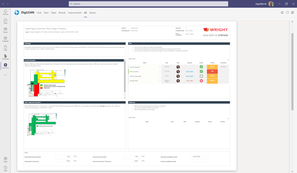 DigiLEAN A3 in Microsoft Teams