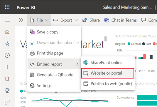 Embed Power BI report to website or portal