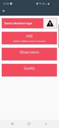 DigiLEAN new incident select type on mobile app